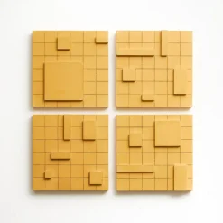 Hot Pamono Brutalist Concrete Wall Art in Warm Yellow by Toms Factory, Set of 4