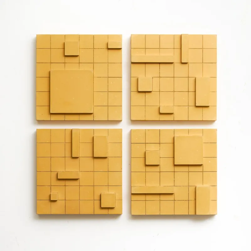 Hot Pamono Brutalist Concrete Wall Art in Warm Yellow by Toms Factory, Set of 4