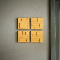 Hot Pamono Brutalist Concrete Wall Art in Warm Yellow by Toms Factory, Set of 4