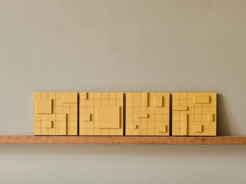 Hot Pamono Brutalist Concrete Wall Art in Warm Yellow by Toms Factory, Set of 4