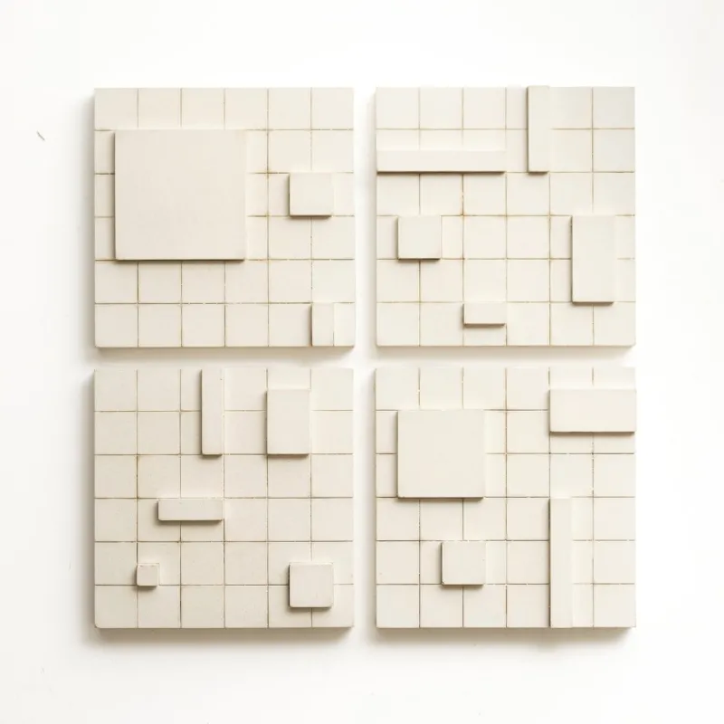 Pamono Brutalist Concrete Wall Art in Off White by Toms Factory, Set of 4> Wall Decor