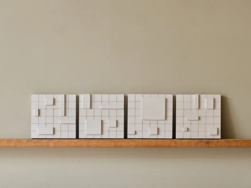 Pamono Brutalist Concrete Wall Art in Off White by Toms Factory, Set of 4> Wall Decor