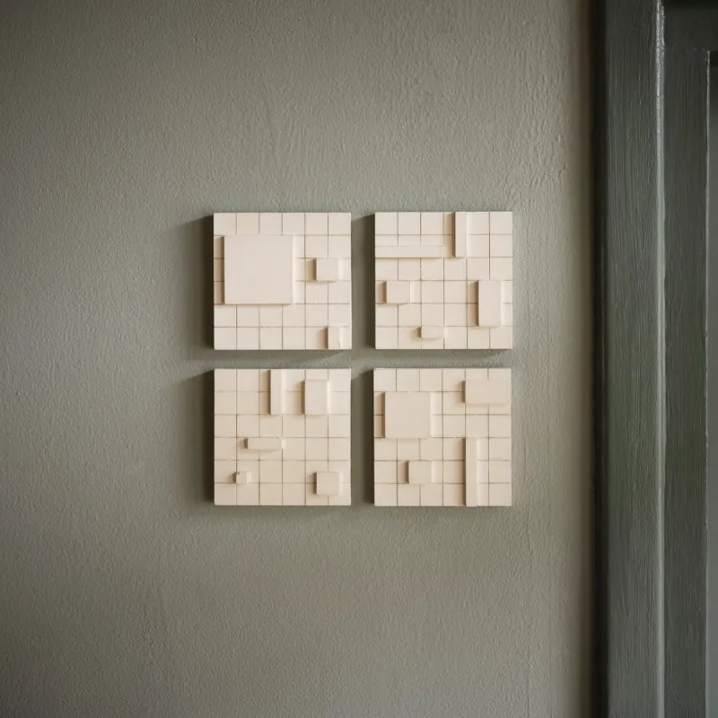 Pamono Brutalist Concrete Wall Art in Off White by Toms Factory, Set of 4> Wall Decor
