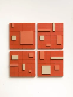 Pamono Brutalist Concrete Wall Art in Multicolor by Toms Factory, Set of 4> Minimalist|Mid-Century