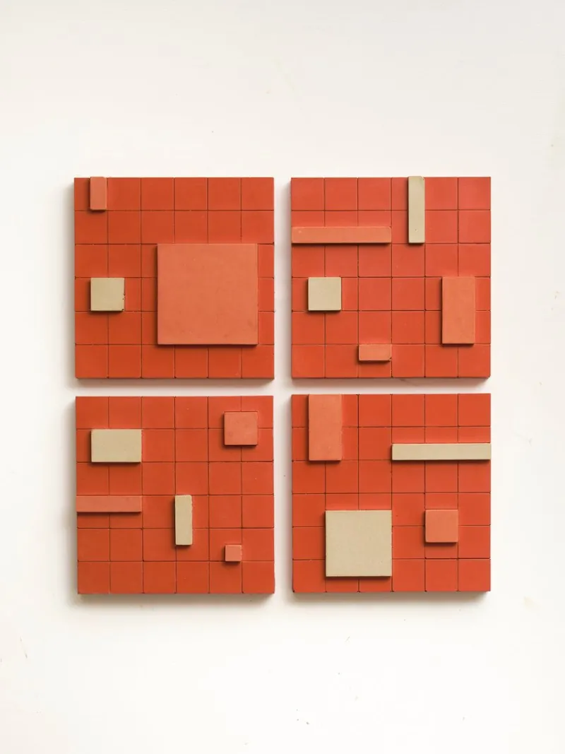 Pamono Brutalist Concrete Wall Art in Multicolor by Toms Factory, Set of 4> Minimalist|Mid-Century