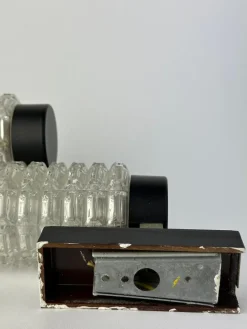 Pamono Brutalist Ice Glass Wall Lamps, 1970s, Set of 2><noscript><img width=