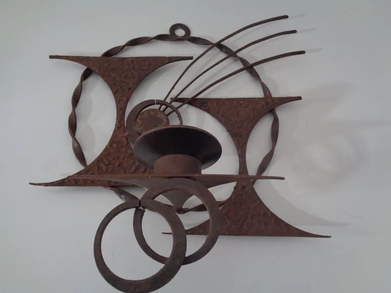 Pamono Brutalist Iron Candleholders by Henrik Horst, Denmark, 1960s, Set of 2> Candleholders