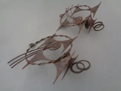 Pamono Brutalist Iron Candleholders by Henrik Horst, Denmark, 1960s, Set of 2><noscript><img width=