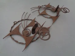 Pamono Brutalist Iron Candleholders by Henrik Horst, Denmark, 1960s, Set of 2><noscript><img width=