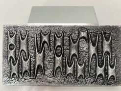 New Pamono Brutalist Metal Door Handle with Relief Pattern, 1970s