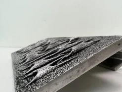 New Pamono Brutalist Metal Door Handle with Relief Pattern, 1970s