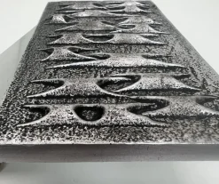 New Pamono Brutalist Metal Door Handle with Relief Pattern, 1970s
