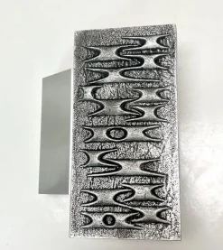 New Pamono Brutalist Metal Door Handle with Relief Pattern, 1970s