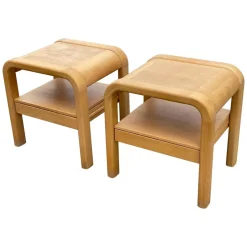 Pamono Brutalist Nightstands by Villy Nørgaard, 1993, Set of 2> Nightstands