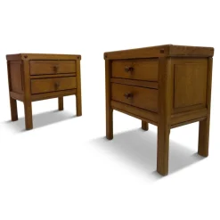 Pamono Brutalist Oak Bedside Tables, 1960s, Set of 2> Nightstands