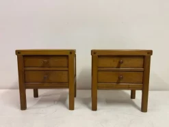 Pamono Brutalist Oak Bedside Tables, 1960s, Set of 2><noscript><img width=