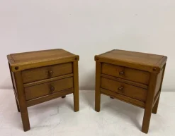 Pamono Brutalist Oak Bedside Tables, 1960s, Set of 2><noscript><img width=