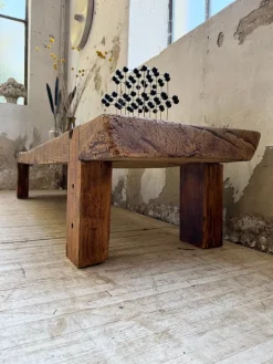 Pamono Brutalist Oak Coffee Table Bench, 1950s><noscript><img width=