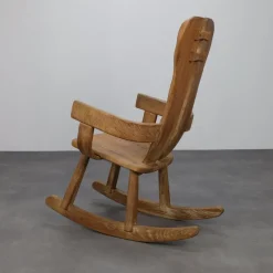 Sale Pamono Brutalist Rocking Chair in Oak attributed to De Puydt, 1970s