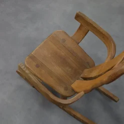 Sale Pamono Brutalist Rocking Chair in Oak attributed to De Puydt, 1970s