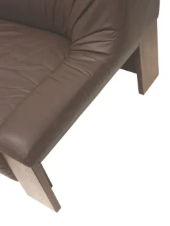 Sale Pamono Brutalist 2-Seater Sofa in Brown Leather with Wengé Wood Frame, 1970s