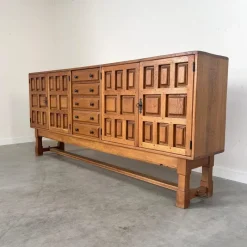 Sale Pamono Brutalist Style Spanish Sideboard in Oak, 1970s