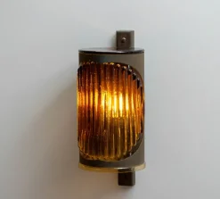 Hot Pamono Brutalist Swedish Copper and Amber Art Glass Outdoor Wall Lamp from Ateljé Lyktan, 1960s
