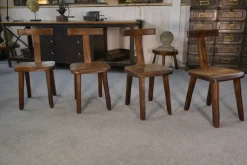 Clearance Pamono Brutalist T Chairs in Elm from Aranjou, 1960s, Set of 4