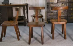 Clearance Pamono Brutalist T Chairs in Elm from Aranjou, 1960s, Set of 4