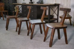 Clearance Pamono Brutalist T Chairs in Elm from Aranjou, 1960s, Set of 4