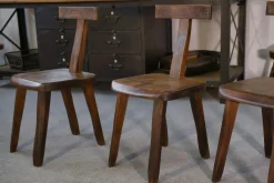 Clearance Pamono Brutalist T Chairs in Elm from Aranjou, 1960s, Set of 4
