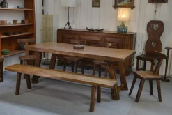 Pamono Brutalist Table Set with Bench, 1960s, Set of 2><noscript><img width=