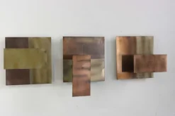 Hot Pamono Brutalist Wall Candleholders in Metal, 1970s, Set of 3