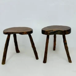 Pamono Brutalist Wooden Side Table, 1970s, Set of 2