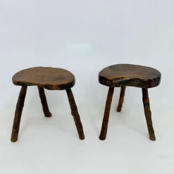 Pamono Brutalist Wooden Side Table, 1970s, Set of 2