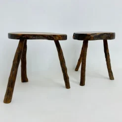 Pamono Brutalist Wooden Side Table, 1970s, Set of 2