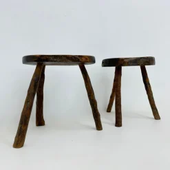 Pamono Brutalist Wooden Side Table, 1970s, Set of 2