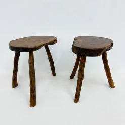 Pamono Brutalist Wooden Side Table, 1970s, Set of 2