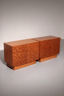 Pamono Brutalist Wooden Sideboards, 1960s, Set of 2> Sideboards & Buffets