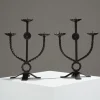 Sale Pamono Brutalist Wrought Iron Candlesticks, 1950s, Set of 2