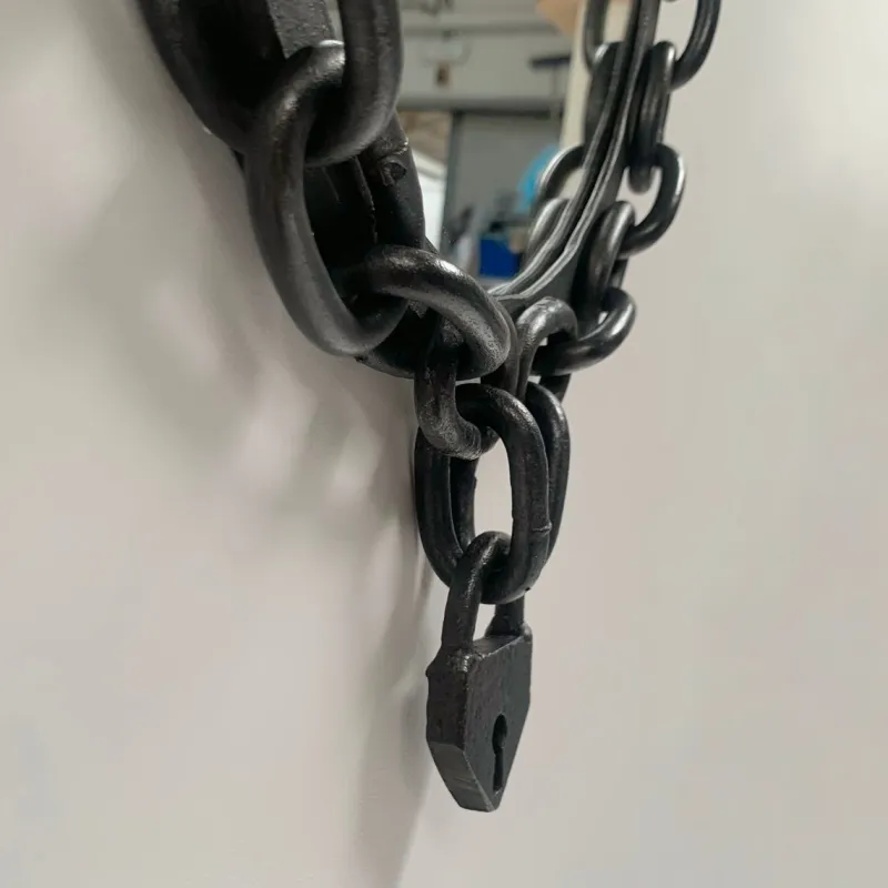 Pamono Brutalist Wrought Iron Chain and Padlock Wall Mirror, 1960> Mirrors