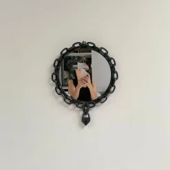 Pamono Brutalist Wrought Iron Chain and Padlock Wall Mirror, 1960><noscript><img width=