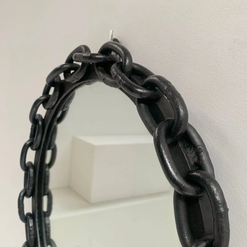Pamono Brutalist Wrought Iron Chain and Padlock Wall Mirror, 1960> Mirrors