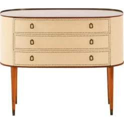 Pamono Bureau in Mahogany and White Artificial Leather attributed to Halvdan Pettersson, 1950s> Secretaires
