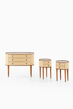 Pamono Bureau in Mahogany and White Artificial Leather attributed to Halvdan Pettersson, 1950s> Secretaires
