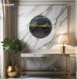 Pamono Burgundy Green Marble Wall Clock by Euromarmi Store> Clocks