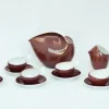 Best Pamono Burgundy Porcelain Coffee Service by Lubomir Tomaszewski for Dorota ZPS Ćmielów Ceramics, 1962, Set of 15