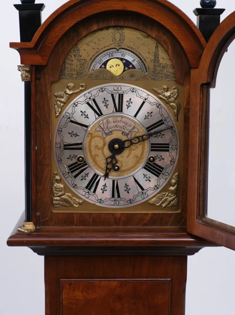 Discount Pamono Burl Long Case Warmink Clock, Amsterdam, the Netherlands, 1960s