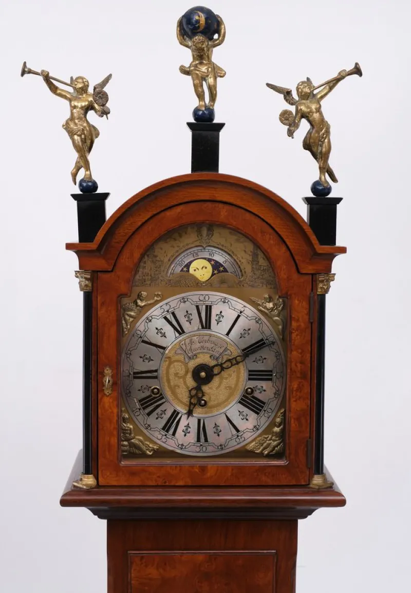 Discount Pamono Burl Long Case Warmink Clock, Amsterdam, the Netherlands, 1960s