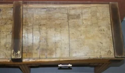 Pamono Butchers Table with Bronze Mounts and Glass Top, 1920s><noscript><img width=
